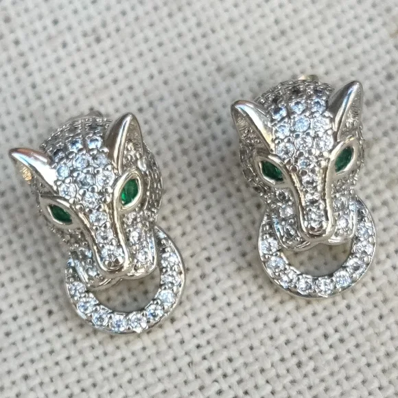 Sterling Art Deco Panther Earrings - Picture 5 of 5